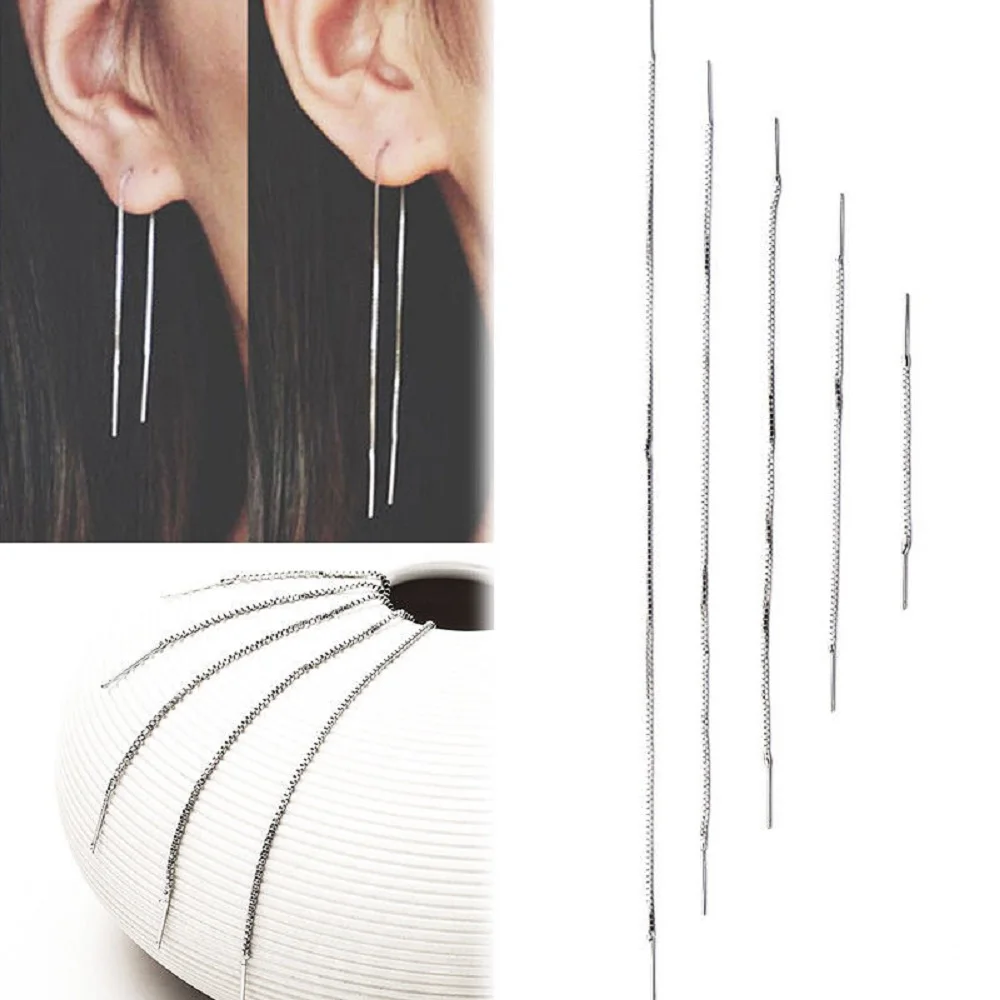 Модные женские туфли 1 пара Серебряные нити серьги цепи уха нить для девочек