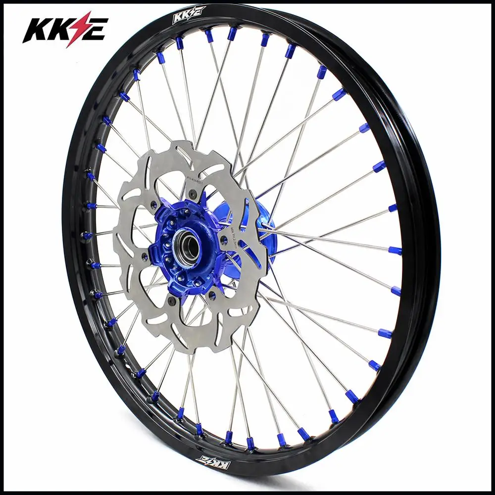 KKE 21/19 Литые колеса мотоцикла обода Набор для YAMAHA YZ125/250 99-19 YZ250F 2001- YZ450F 2003- синяя звездочка