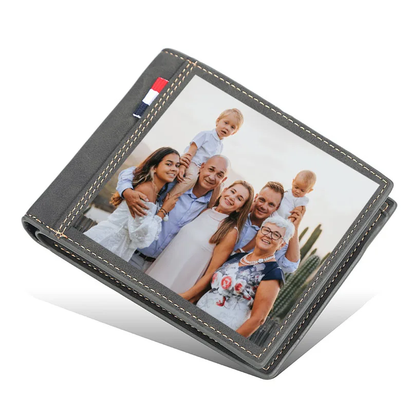 Men Custom Photo Picture Short Small Wallet Famous Luxury Brand Designer Multi card Purse Coin Personalized Gift for Him|Мужские