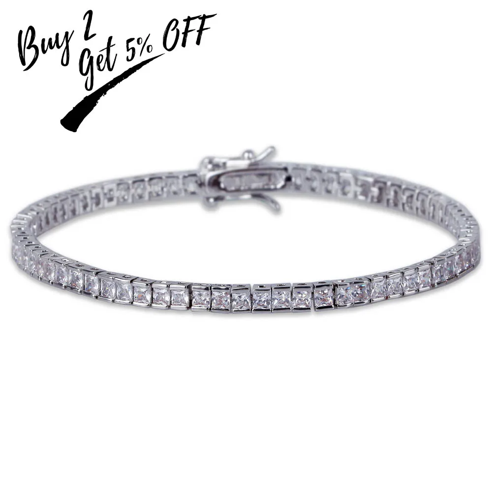 4 мм ширина мужской и женский браслет для тенниса ювелирные изделия полностью