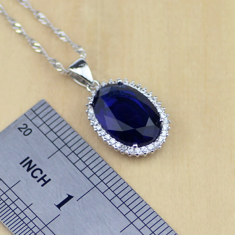 Ювелирные изделия из стерлингового серебра 925 пробы с синим фианитом Белый CZ