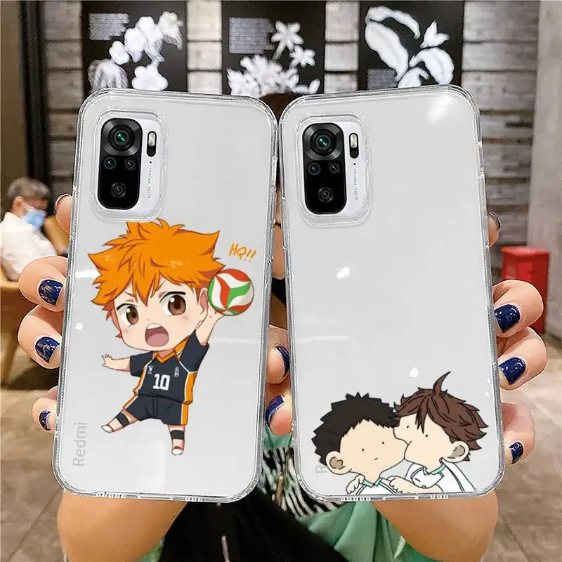 

Japan Anime Oya Haikyuu Love Volleyball Phone Case Transparent for Xiaomi mi 10T Poco F3 X3 M3 Redmi Note 11 8 9 9S 10 Pro