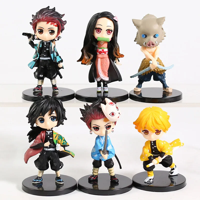 

Demon Slayer Kamado Tanjirou Nezuko Agatsuma Zenitsu Hashibira Inosuke Rengoku Kyoujurou Q Version PVC Figures Toys Set