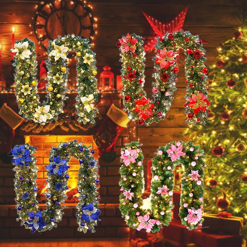 2 7 м роскошное Рождественское украшение из украшения гирлянды ротанга с