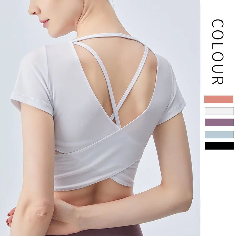 

Tight Yoga Shirts Women Short Sleeve Gym Tops slim waist Fitness Running t-shirt Workout Jogging suit Sport T-Shirt Sports Wear
