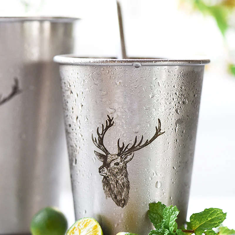 1 шт. чашка из нержавеющей стали пивная кружка с милым принтом животных