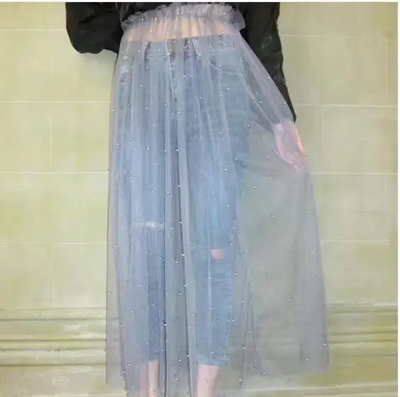 Женская длинная фатиновая юбка Clobee повседневная элегантная трапециевидная для