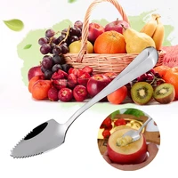 stainless steel grapefruit apple scraper spoon serrated sawtooth edge fruit puree long handle baby food prepare tool 3