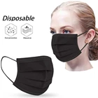 Модные черные одноразовые маски для взрослых с 3-слойным фильтром и ушной петлей, противопылевые капли, Нетканая маска для лица и рта