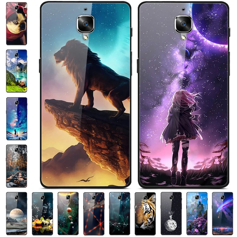 Для Oneplus 3T чехол A3010 закаленное стекло твердая задняя крышка для One Plus 3 стеклянный