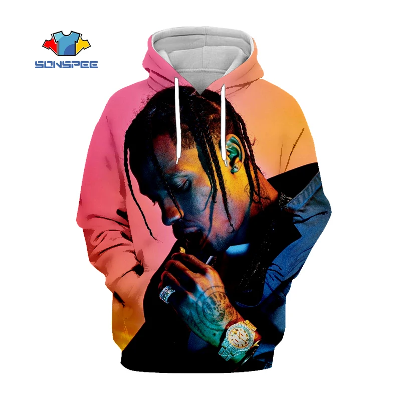

SONSPEE 3D Printing Travis Scott Harajuku Men's Hoodie Sweatshirt Ladies Pullover Adult Top Casual Fashion Hip Hop Street Rapper