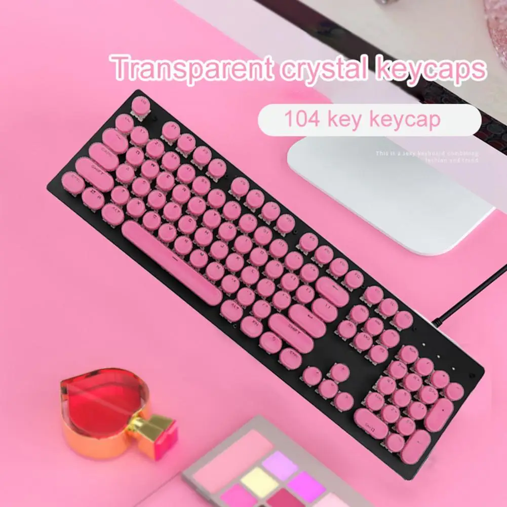 

104Pcs Universal Wear-resistant Round-shape Keycaps Mechanical Keyboard Replacement Key Covers for PC Computer
