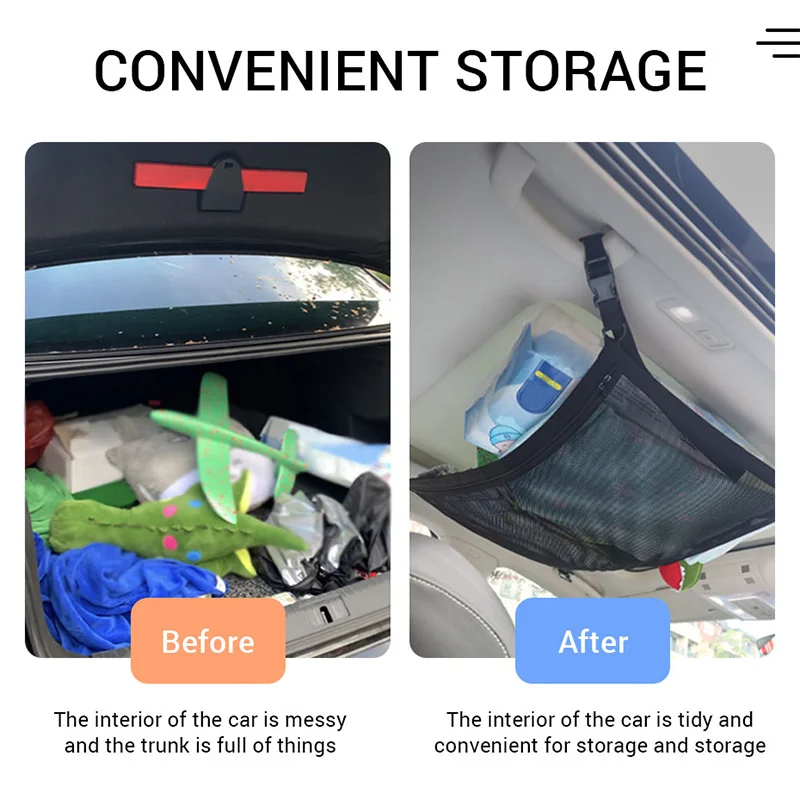 Portable Car Ceiling Storage Net Interior Auto Organizer Mesh Nets Vehicle Bag Cargo Pocket Goods Accessori | Автомобили и