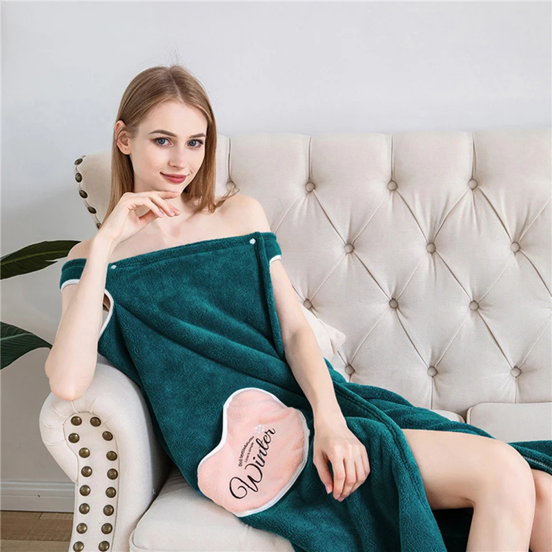 

Bath Towel Coral Fleece Towels Soft And Absorbent Wearable Towel For Autumn Hotel Home Bathroom Gifts Women Bathrobe