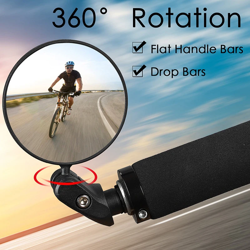

2021 New Bicycle Rearview Mirror 360° Rotation Handlebar End Mirror, 17-22.4 mm Handlebar