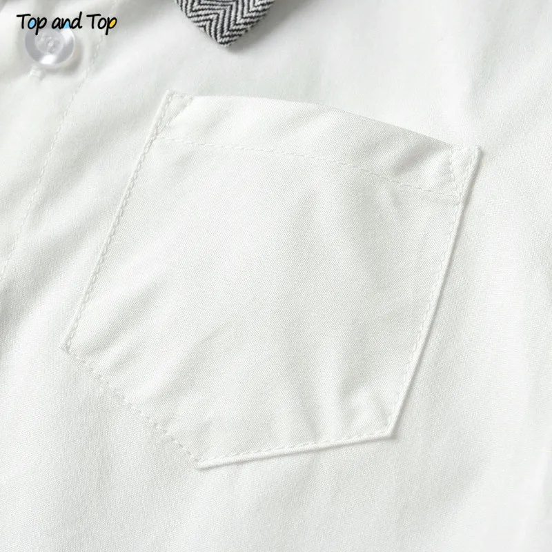 Комплект одежды для мальчиков из 2 предметов белая рубашка с бантом и длинным