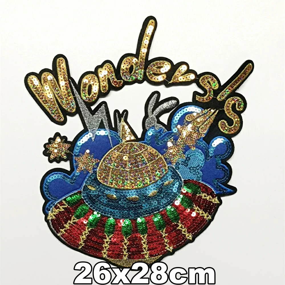 

large embroidery big ufo star space letter patches for clothing DO-3390