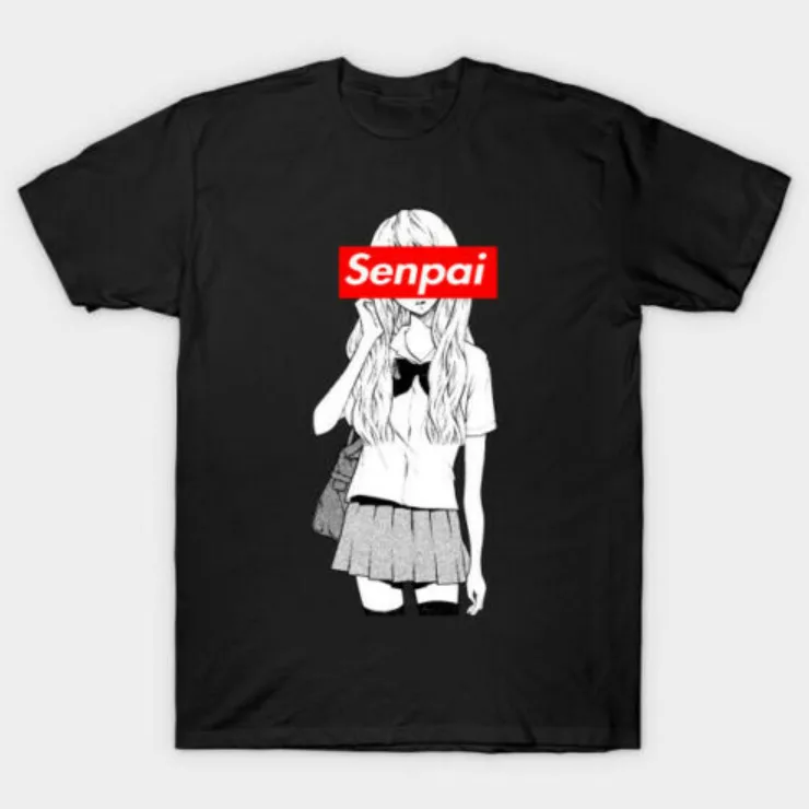 Футболка Senpai в стиле японского аниме уйфу черная художественная футболка отаку