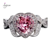 charm silver color womens jewelry ring multicolor heart pink cubic zircon rings for women wedding engagement birthstone ring