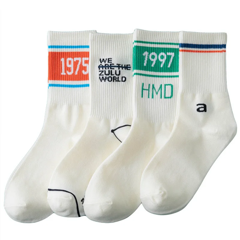 

Fashion Style Sport Socks Women Comfortable with Letter Spring and Autumn Breathable Street Casual Harajuku Novelty Fun Tide Sox