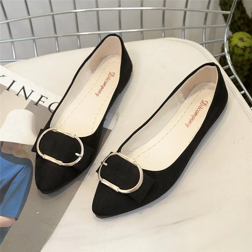 

2019 Women Shoes Summer Autumn Flat Shoes Women Loafer Ballerina Flats Suede Metal Decoration Casual Female Footwear A20