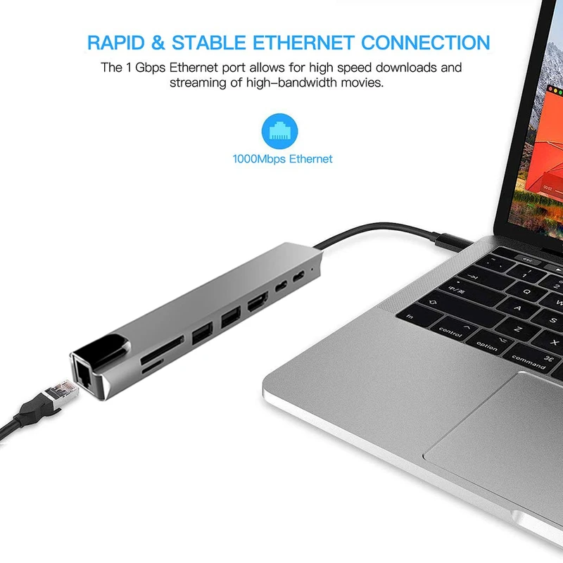 USB концентратор Bkscy с портами Type C на HDMI RJ45 3 0|USB-хабы| |