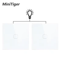 minitiger eu standard luxury glass crystal panel 1 gang 2 way light wall touch switch waterproof and fireproof 2pcspack