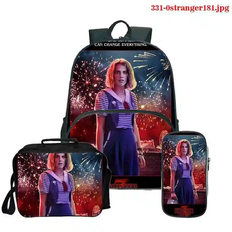

2021 Women Backpack Stranger Things 3D Printing Backpack Student Schoolbag Women Girls Backpacks with Pencil Bag Back To School