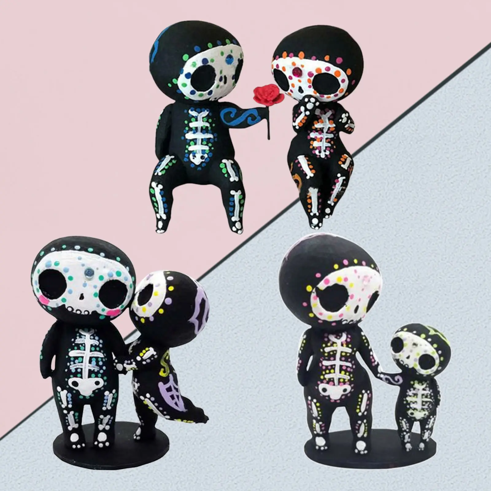 Cute Resin Sugar Skull Figurine Hand-painted Head Skeleton Statue Crafts Room Desk Decor Gift | Дом и сад