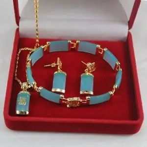 

Красивый нефритовый кулон ожерелье серьги браслет набор