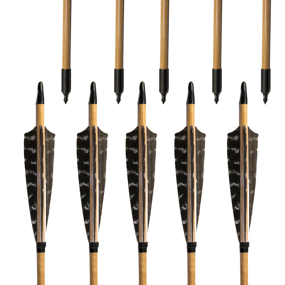 6 шт. деревянные стрелы для лука щит Турция перья 33 дюйма охоты на открытом
