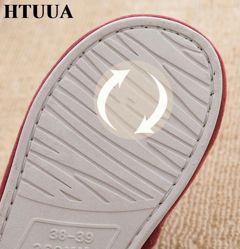 HTUUA/Большие размеры 36 44 Домашние тапочки Удобный бант из флока Мягкая подошва