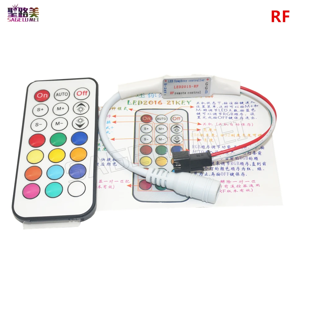 DC5V 24V 12V Мини 21key RF светодиодный контроллер пикселей 1024 контролируемых