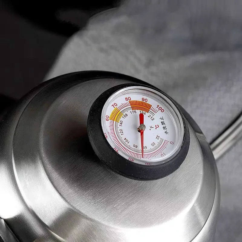 

Stainless Steel Pour Over Coffee Kettle With Thermometer, Exact Temperature and Gooseneck Spout Liter Tea Pot WJ817