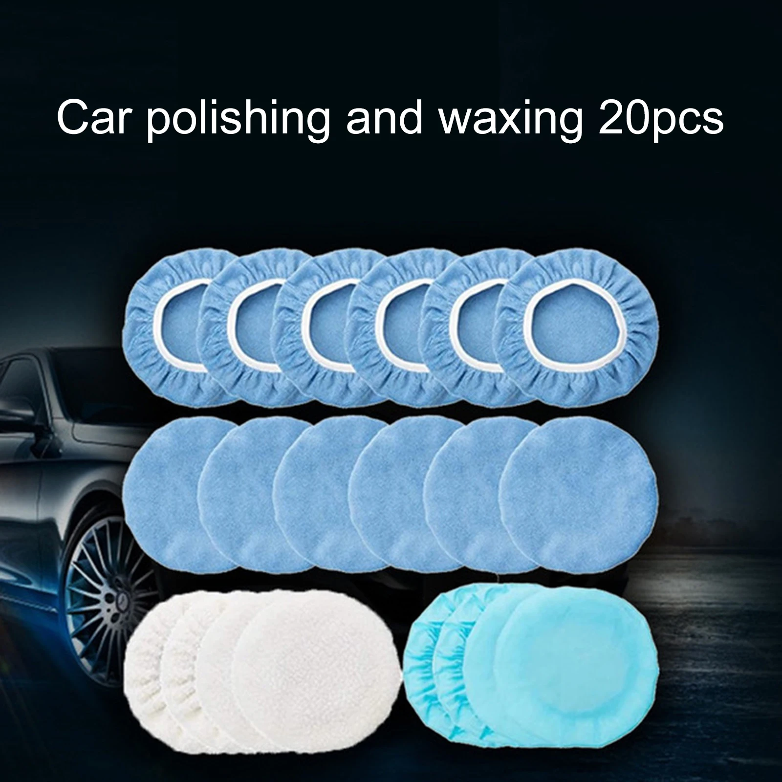 

20PCS5-6Inc Car Polisher Pad Applicator Pad Microfiber Polishing Bonnet and Waxing Pad With Finger Pocket Cotton Wool Microfiber