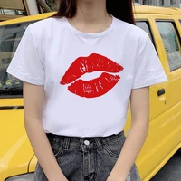 2021 new t shirt lipstick print harajuku ulzzang t shirt femal o neck summer tops 90s girls graphic tee woman clothing