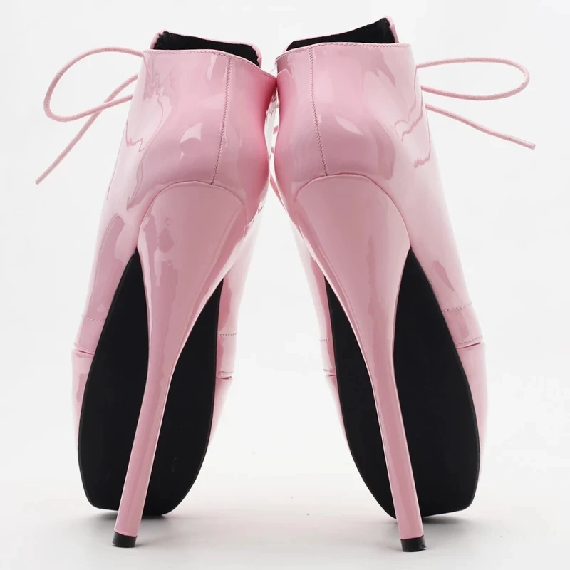 Beli Sepatu Balet Wanita 18CM High Hells Lace-Up Sepatu Ujung Runcing Seksi Fetish Ukuran Plus 36-46