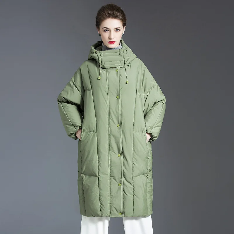 Mid-Length Thick for Women Loose Plus Size Hooded Jacket 90% White Duck Down Abrigos Mujer Invierno 2021
