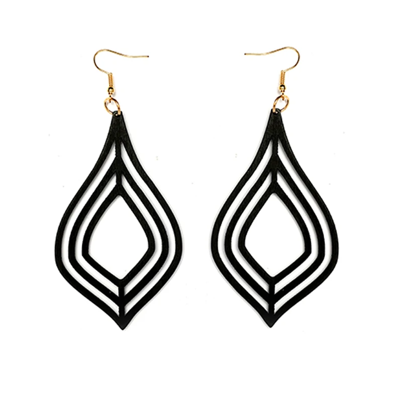 YULUCH 2019 новый дизайн трендовые женские полые деревянные длинные серьги с