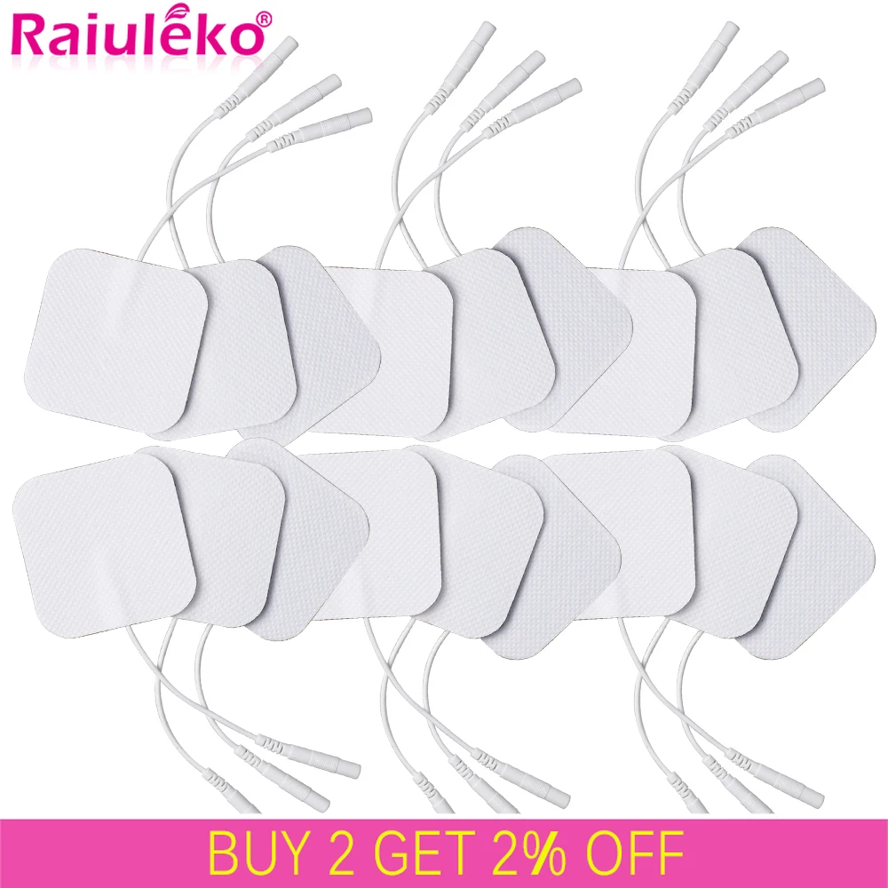 100/20p TENS Ems Electrode Pads Gel Nerve Muscle Stimulator Electrode Stickers Electrodes Physiotherapy Machine 5x5cm 2mm Plug 100pcs lot 2mm plug reusable self adhesive electrode pads for ems tens muscle stimulator electric massager physiotherapy device
