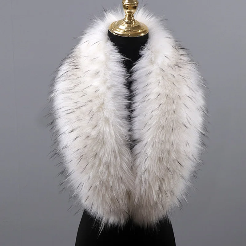 

2021 New Luxury Faux Fur Collar Scarf Women Winter Warm Soft Plush Shawl Wrap Stole Scarves Collar Lady Jackets Hooded Fur Decor