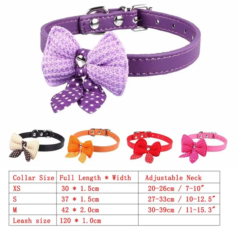 Ошейник для кошек и щенков с милым бантом ошейник собак из искусственной кожи