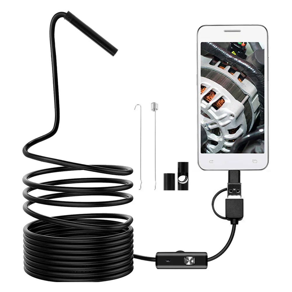 

6LED USB Mini Endoscope Camera 1/2/3.5/5/10m Flexible Hard Cable Snake Borescope Inspection Camera for Android Smartphone PC