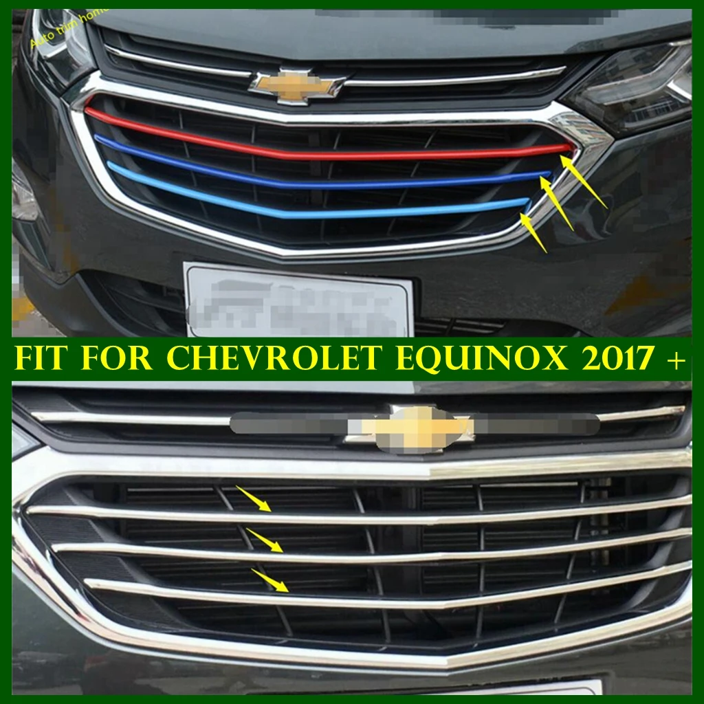 

Front Central Grille Grill Protector Sill Plate Decoration Stripes Cover Trim Fit For Chevrolet Equinox 2017 2018 2019 2020 2021