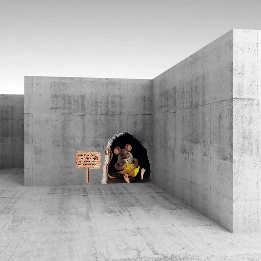 1 шт. 3D милые Мышь отверстие стерео настенные наклейки для детской комнаты