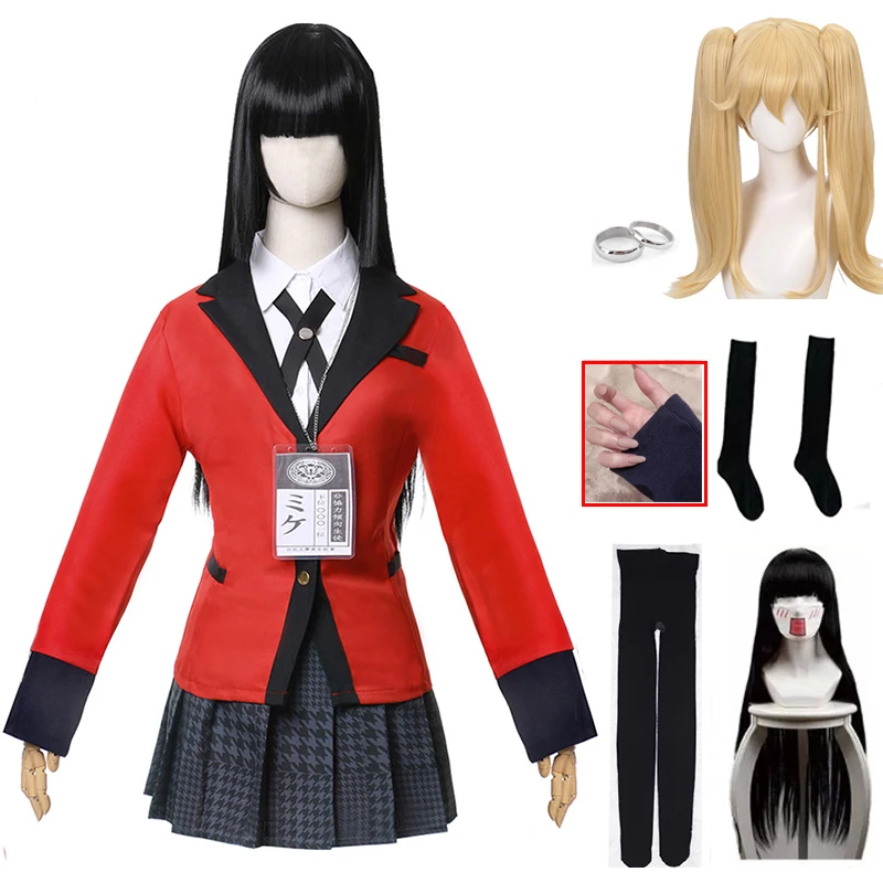 Kakegurui Jabami Yumeko компульсивное Картежник Косплэй костюм и парики Хэллоуин женские