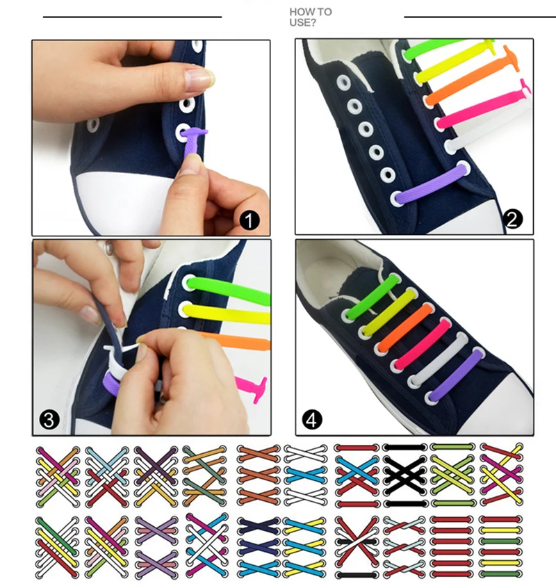 Эластичные силиконовые шнурки 16 шт./компл. креативные ленивые для бега без