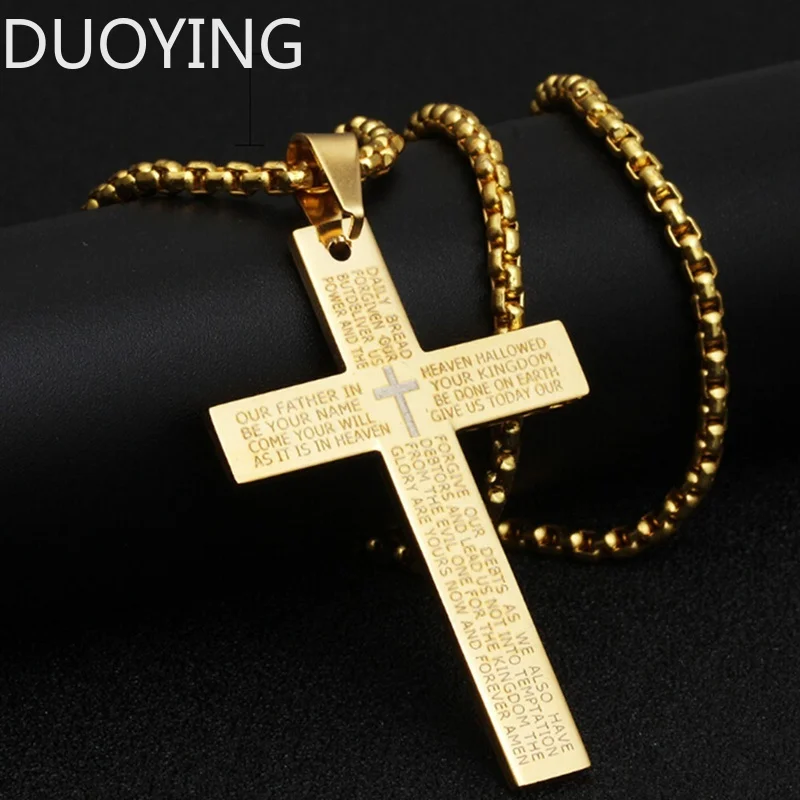Горячая мода кулон из нержавеющей стали христианская Библейская молитва крест