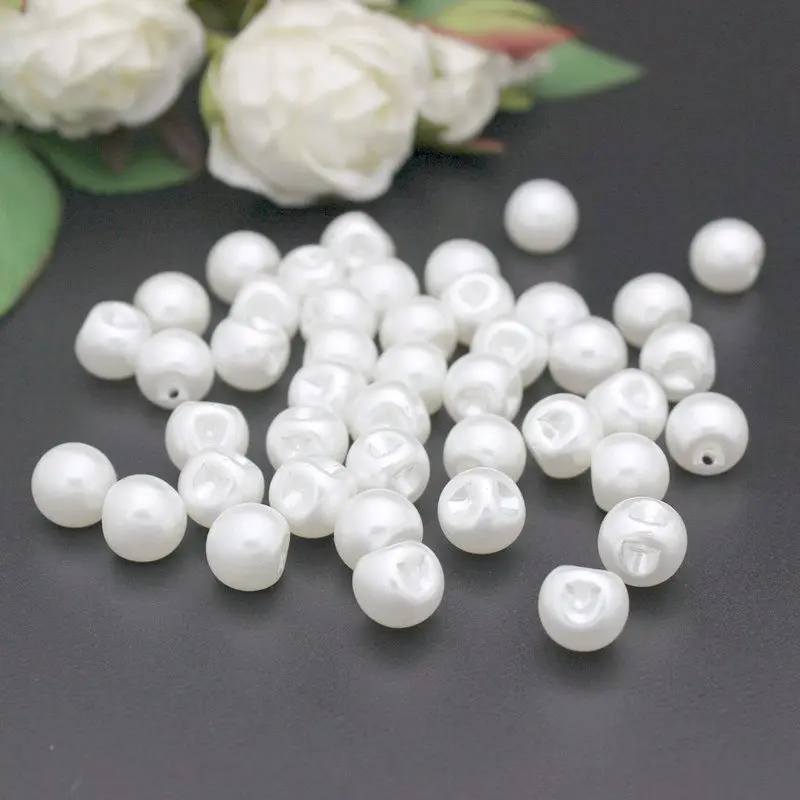 

50pcs side holes pearl button 12mm wedding decoration buttons garment crafts botoes scrapbook accessory embellishment hair bow