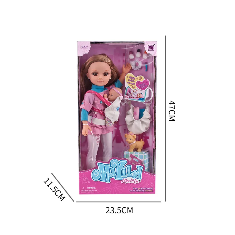 

17-inch vinyl simulation girl doll dress-up set plastic doll toys gifts for children and girls